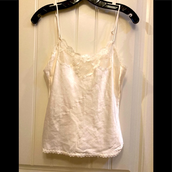 Lace trim camisole in ivory, S - Picture 1 of 3